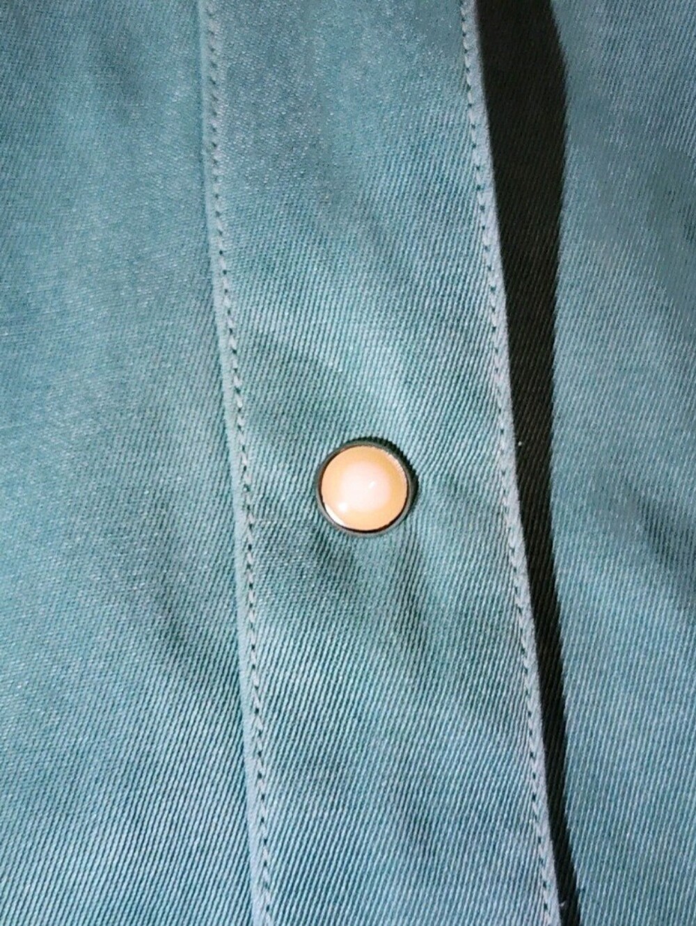 Ryan Michael Western Shirt Womens XS Turquoise Silk Cotton Snap Pearl Button - Picture 3 of 13
